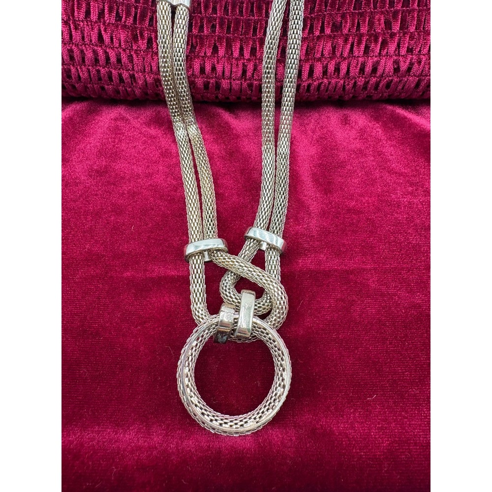 Express Gold Tone Mesh Chain Knot Ring Pendant Statement Necklace Womens